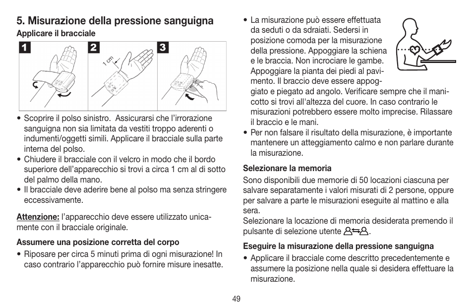 Misurazione della pressione sanguigna | Beurer BC 16 User Manual | Page 49 / 88