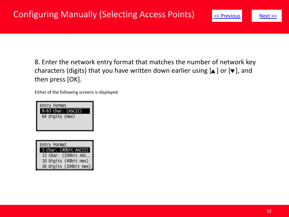 Slide number 32, Configuring manually (selecting access points) | Canon MF8380CDW User Manual | Page 32 / 46