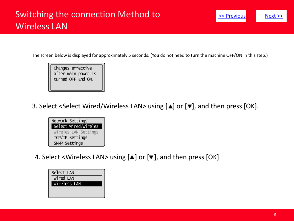 Slide number 6, Switching the connection method to wireless lan | Canon MF8380CDW User Manual | Page 6 / 46