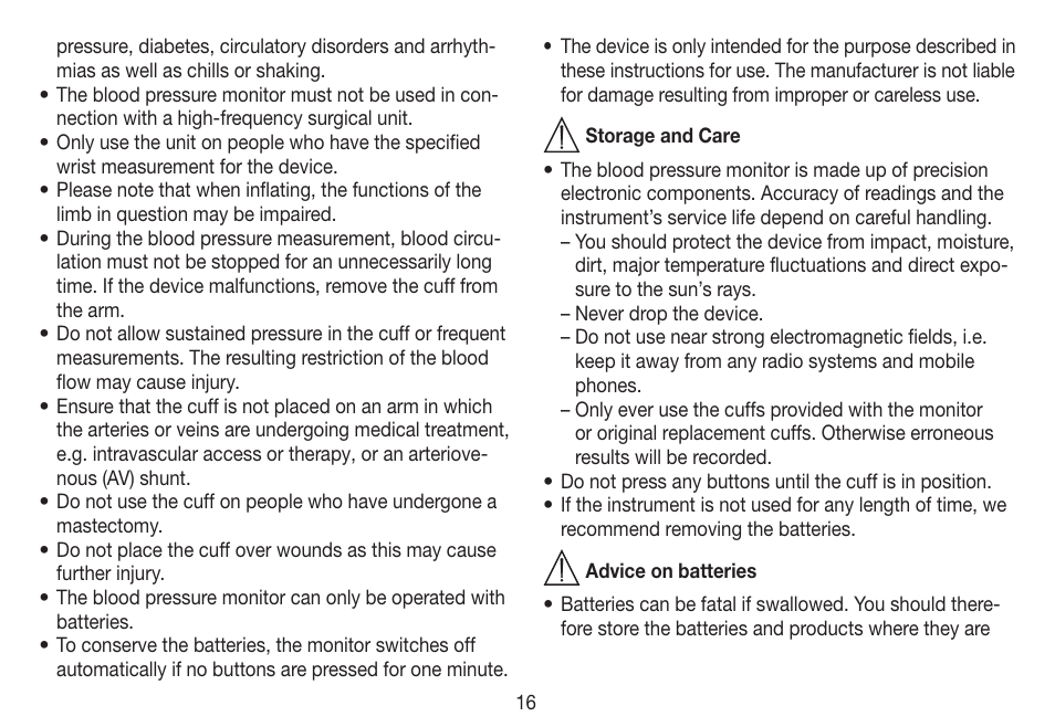 Beurer BC 19 User Manual | Page 16 / 68