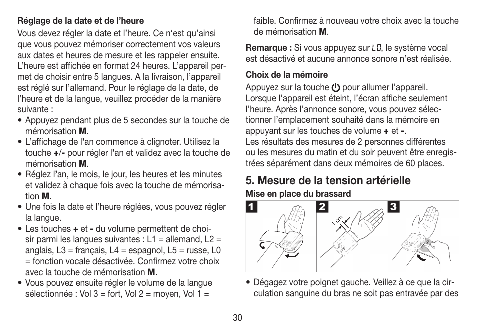 Mesure de la tension artérielle | Beurer BC 19 User Manual | Page 30 / 68