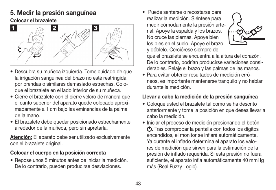 Medir la presión sanguínea | Beurer BC 19 User Manual | Page 43 / 68