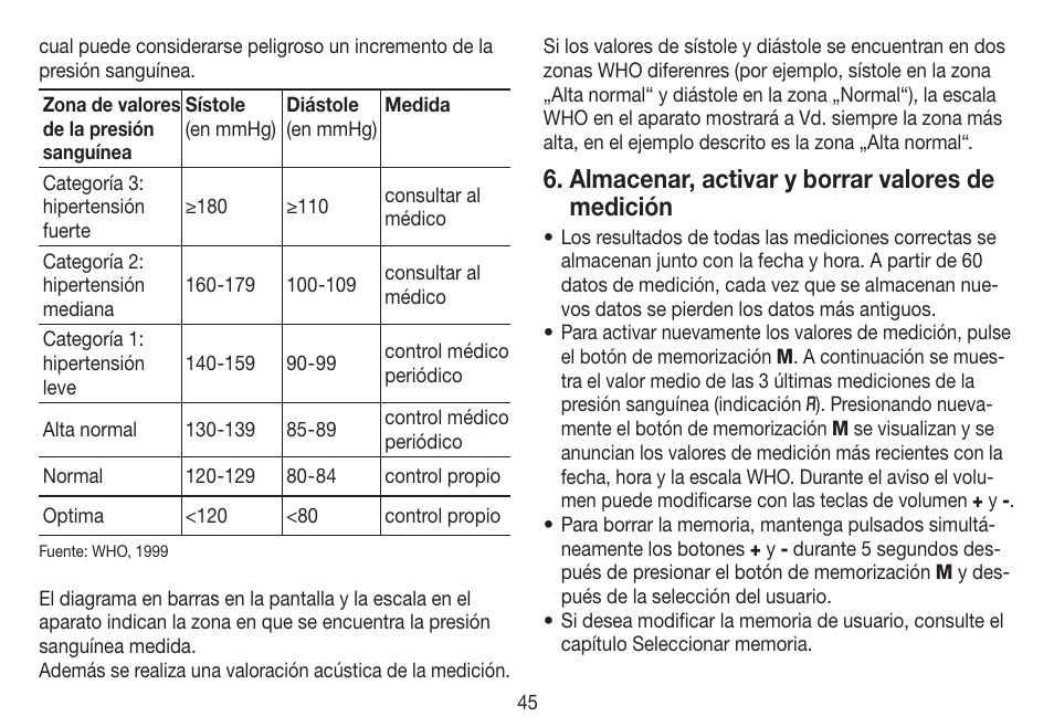 Almacenar, activar y borrar valores de medición | Beurer BC 19 User Manual | Page 45 / 68