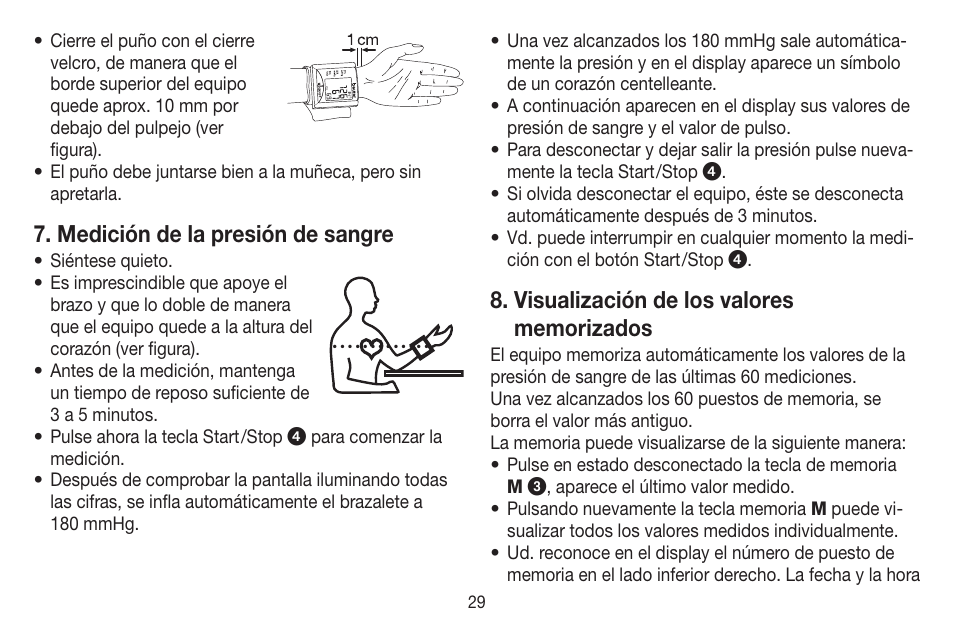 Medición de la presión de sangre | Beurer BC 20 User Manual | Page 29 / 68