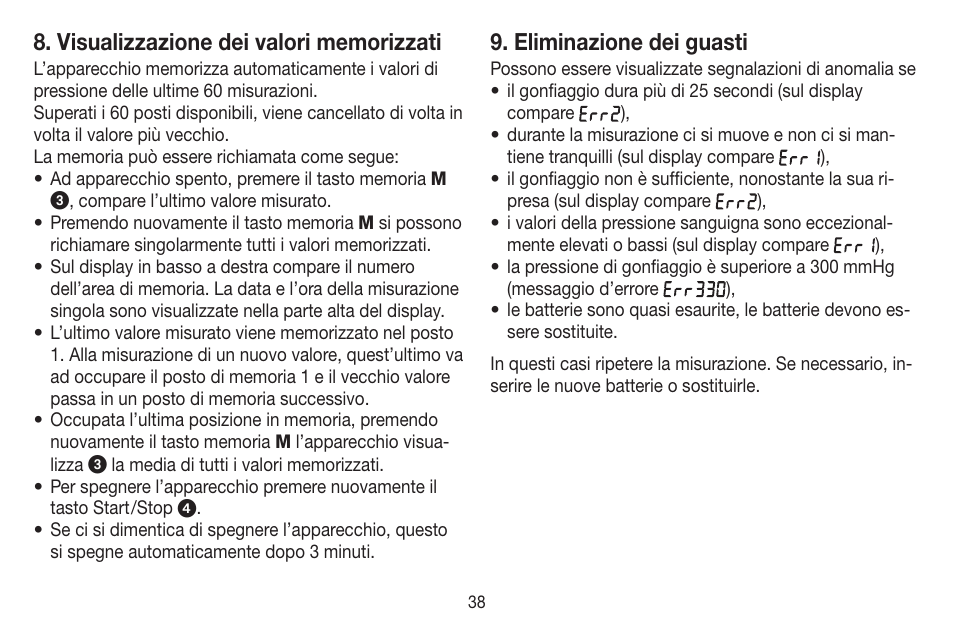 Eliminazione dei guasti | Beurer BC 20 User Manual | Page 38 / 68