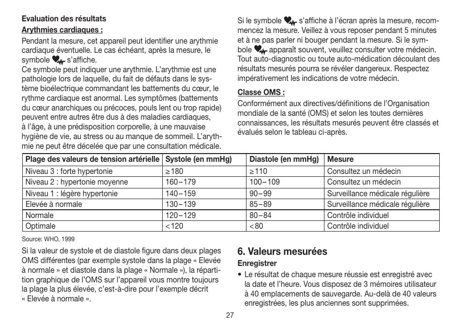 Valeurs mesurées | Beurer BC 30 User Manual | Page 27 / 80