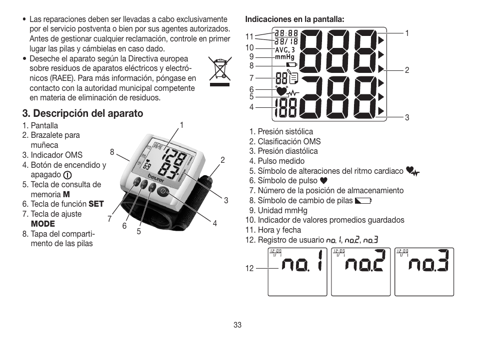 Descripción del aparato | Beurer BC 30 User Manual | Page 33 / 80