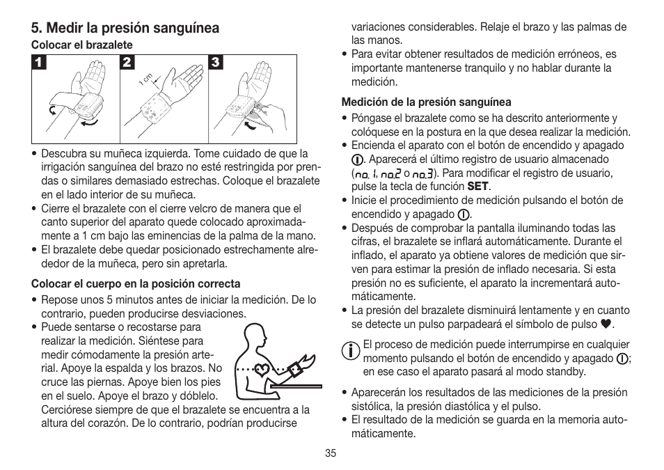 Medir la presión sanguínea | Beurer BC 30 User Manual | Page 35 / 80