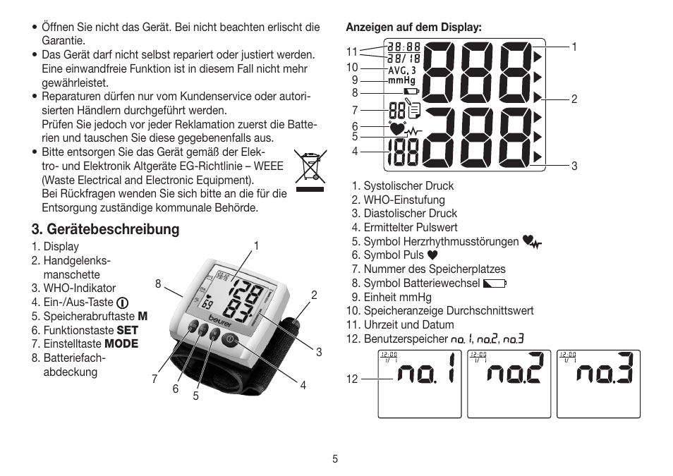 Gerätebeschreibung | Beurer BC 30 User Manual | Page 5 / 80