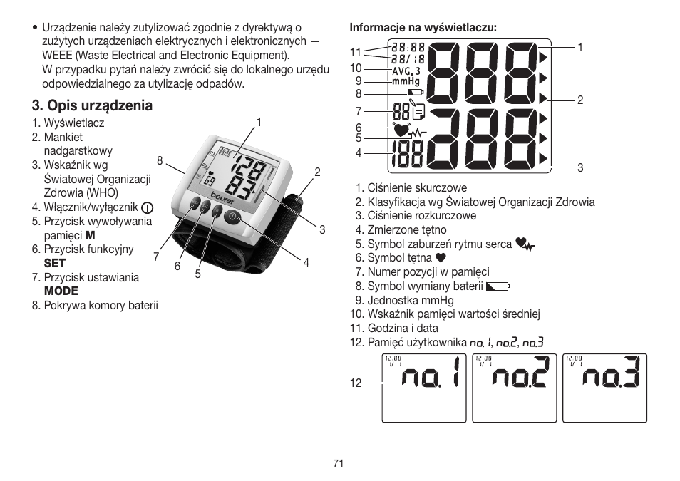 Opis urządzenia | Beurer BC 30 User Manual | Page 71 / 80