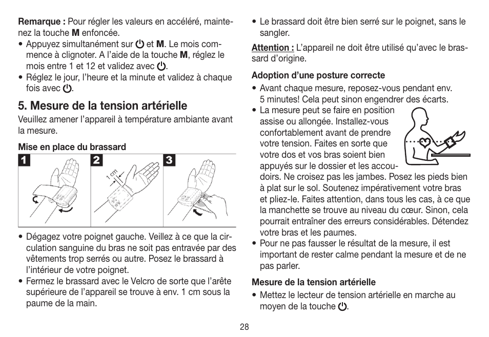 Mesure de la tension artérielle | Beurer BC 31 User Manual | Page 28 / 92