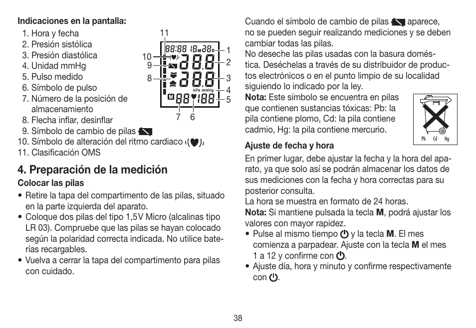 Preparación de la medición | Beurer BC 31 User Manual | Page 38 / 92