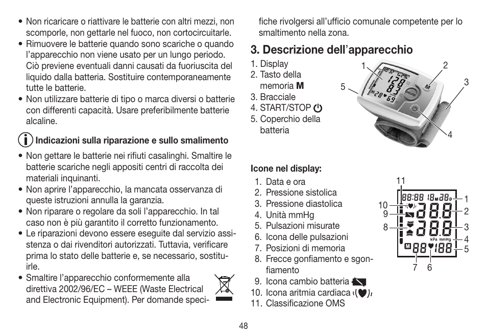 Descrizione dell’apparecchio | Beurer BC 31 User Manual | Page 48 / 92