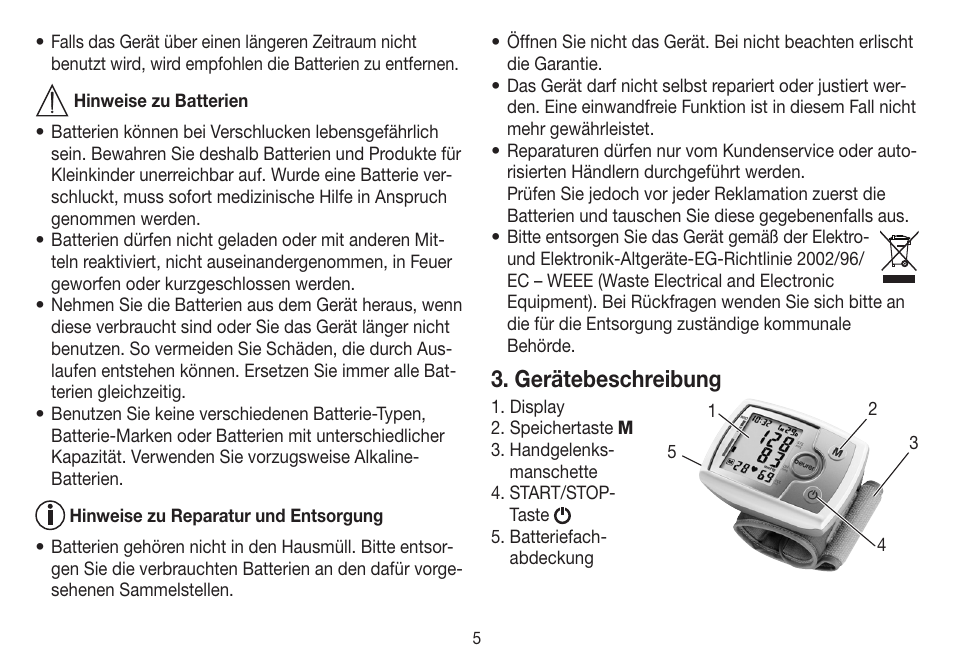 Gerätebeschreibung | Beurer BC 31 User Manual | Page 5 / 92