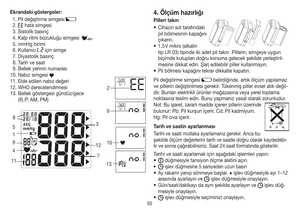 Ölçüm hazırlığı | Beurer BC 32 User Manual | Page 50 / 76