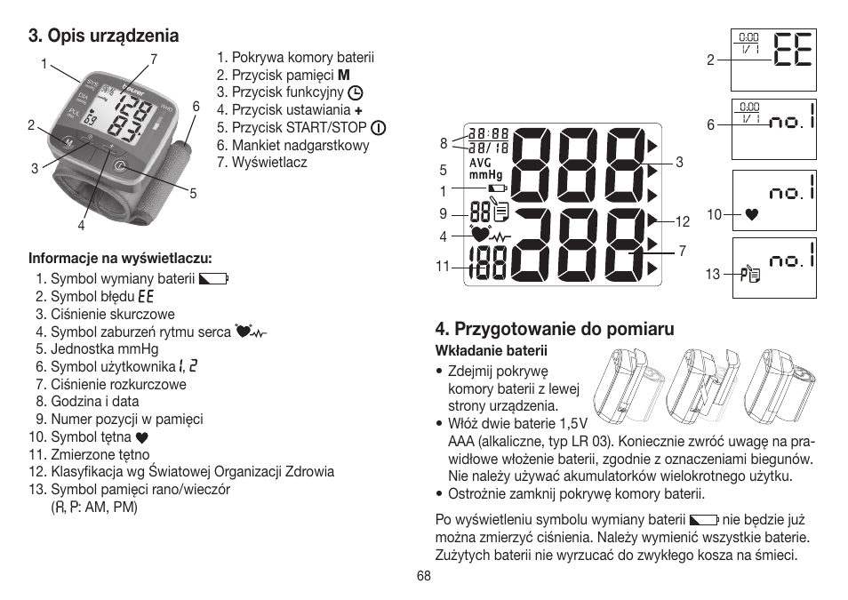 Opis urządzenia, Przygotowanie do pomiaru | Beurer BC 32 User Manual | Page 68 / 76