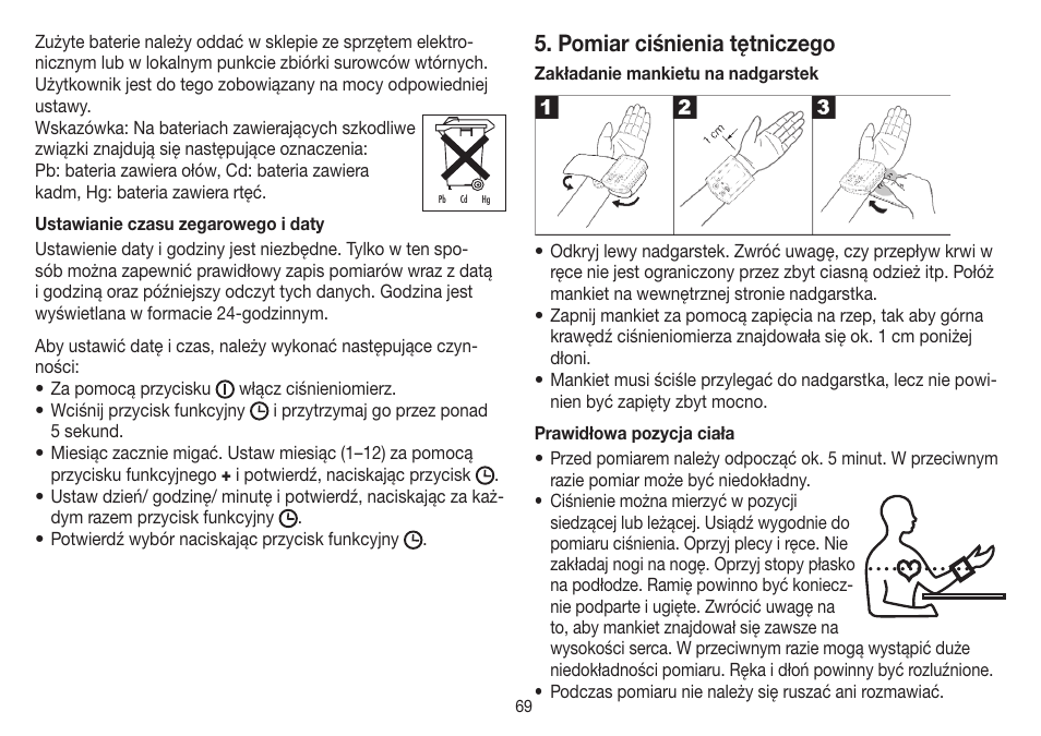 Pomiar ciśnienia tętniczego | Beurer BC 32 User Manual | Page 69 / 76