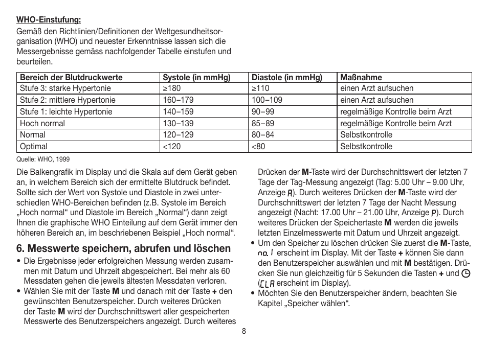 Messwerte speichern, abrufen und löschen | Beurer BC 32 User Manual | Page 8 / 76