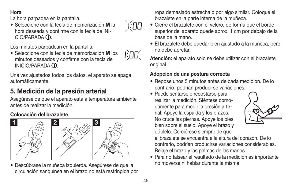 Medición de la presión arterial | Beurer BC 40 User Manual | Page 45 / 104