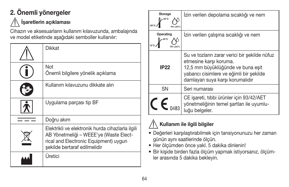 Önemli yönergeler | Beurer BC 40 User Manual | Page 64 / 104