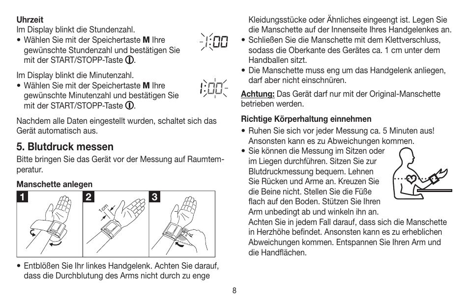 Blutdruck messen | Beurer BC 40 User Manual | Page 8 / 104