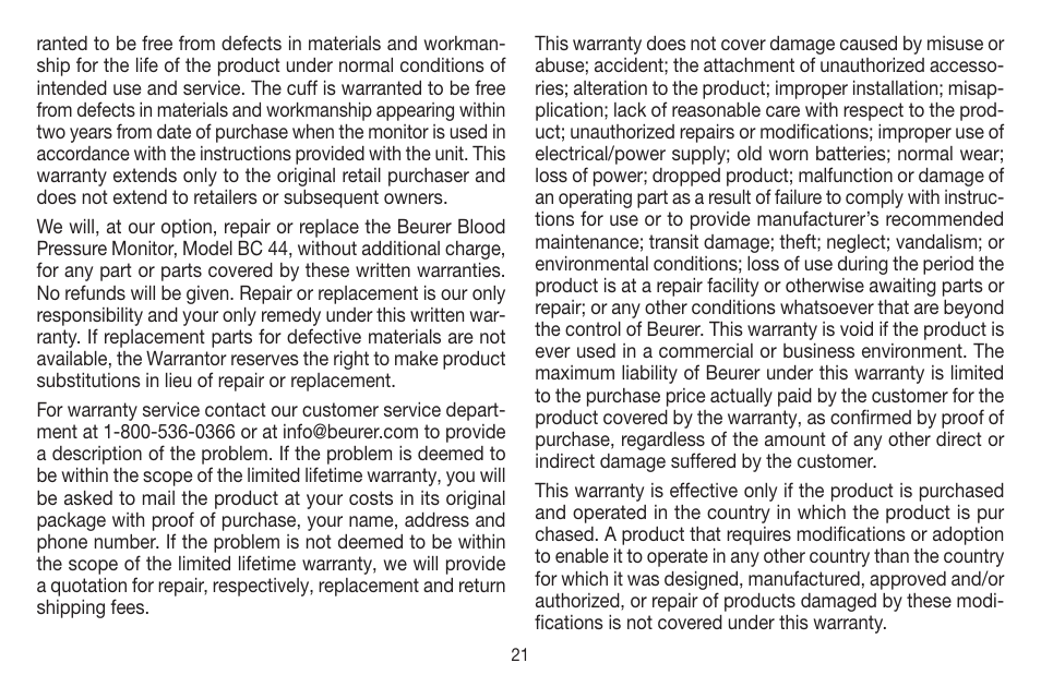 Beurer BC 44 User Manual | Page 21 / 44