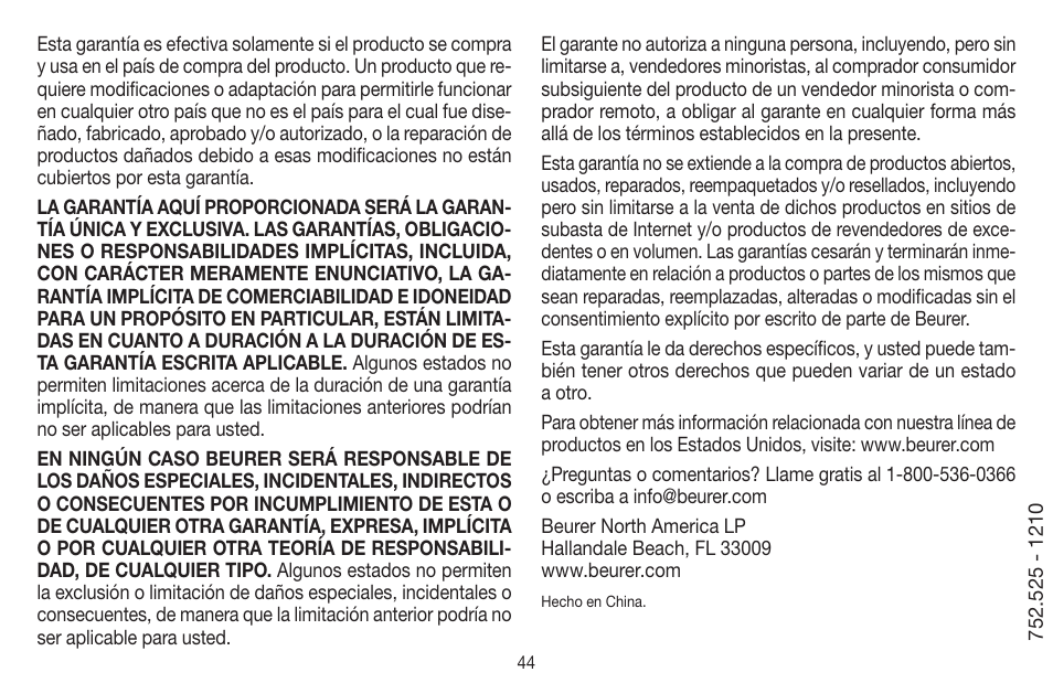 Beurer BC 44 User Manual | Page 44 / 44