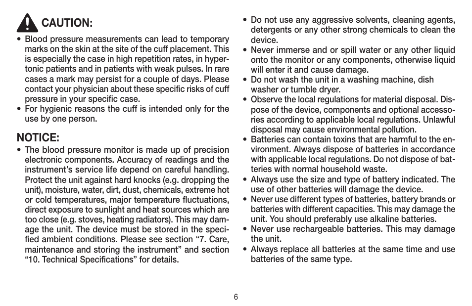Caution, Notice | Beurer BC 44 User Manual | Page 6 / 44