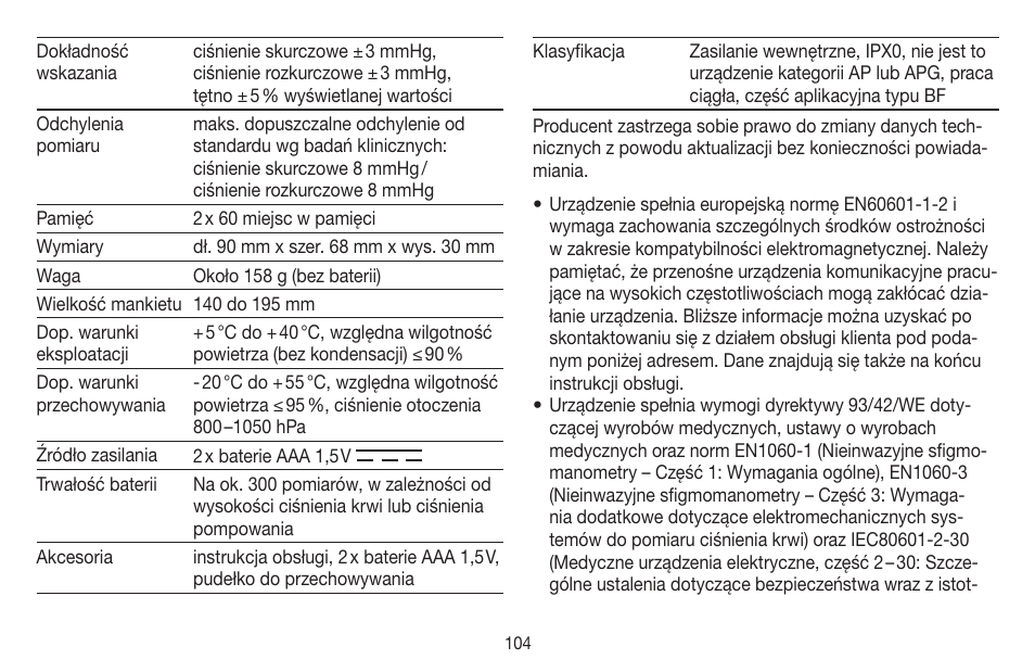 Beurer BC 58 User Manual | Page 104 / 108