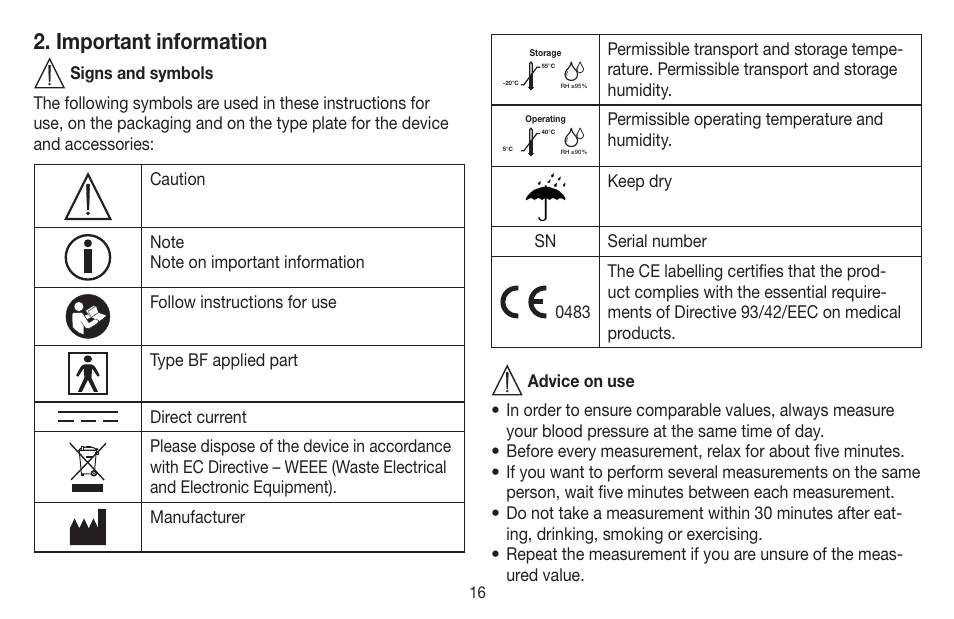 Important information | Beurer BC 58 User Manual | Page 16 / 108