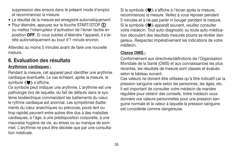 Evaluation des résultats | Beurer BC 58 User Manual | Page 35 / 108