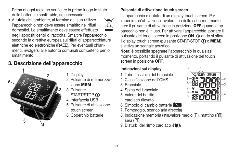 Descrizione dell’apparecchio | Beurer BC 58 User Manual | Page 57 / 108