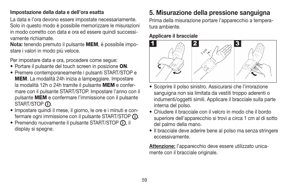 Misurazione della pressione sanguigna | Beurer BC 58 User Manual | Page 59 / 108