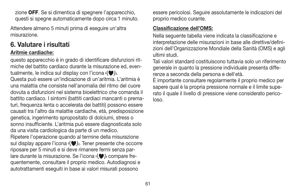 Valutare i risultati | Beurer BC 58 User Manual | Page 61 / 108