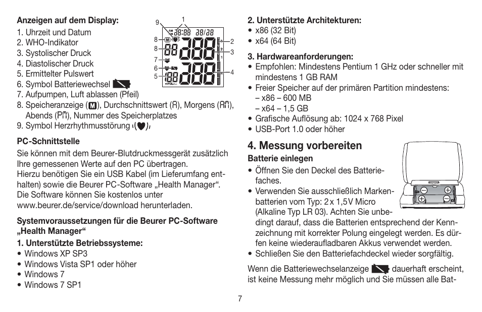 Messung vorbereiten | Beurer BC 58 User Manual | Page 7 / 108