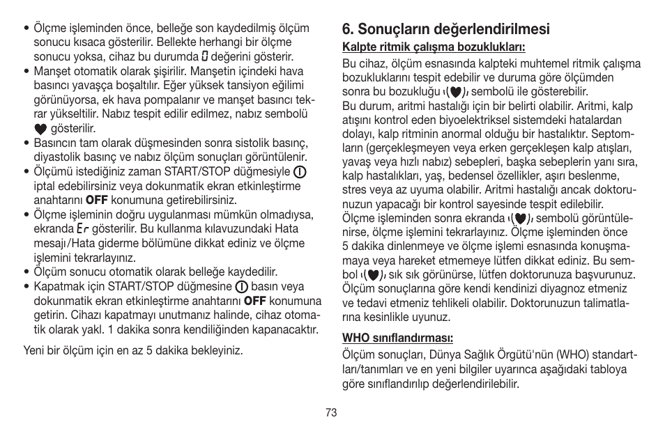 Sonuçların değerlendirilmesi | Beurer BC 58 User Manual | Page 73 / 108