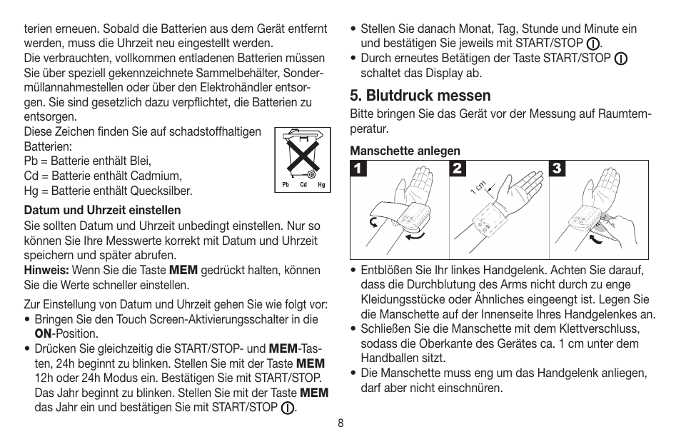 Blutdruck messen | Beurer BC 58 User Manual | Page 8 / 108