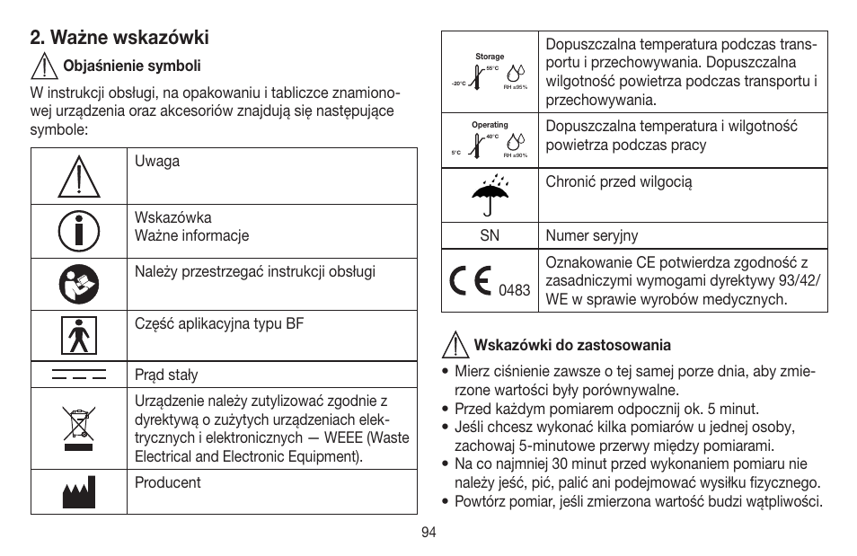 Ważne wskazówki | Beurer BC 58 User Manual | Page 94 / 108