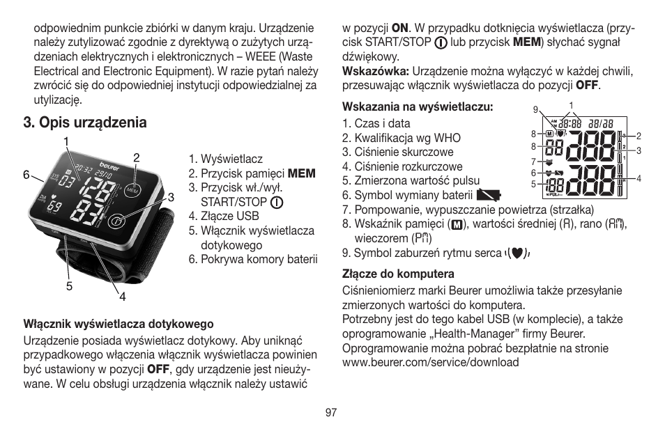 Opis urządzenia | Beurer BC 58 User Manual | Page 97 / 108