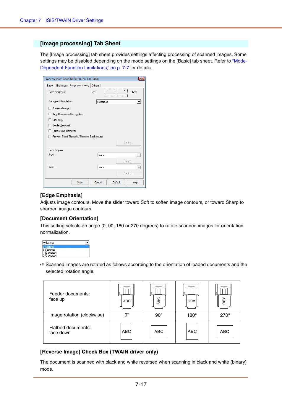 Image processing] tab sheet, Image processing] tab sheet -17, 17 [image processing] tab sheet | Canon IMAGE FORMULA DR-6010C User Manual | Page 112 / 142