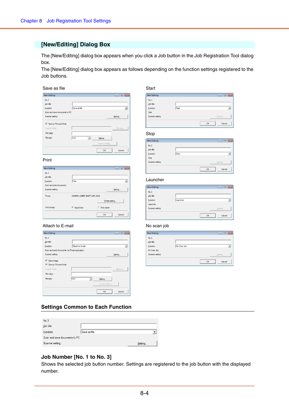 New/editing] dialog box, New/editing] dialog box -4, See “[new/editing] dialog box,” on p. 8-4.) | P. 8-4, 4 [new/editing] dialog box | Canon IMAGE FORMULA DR-6010C User Manual | Page 128 / 142