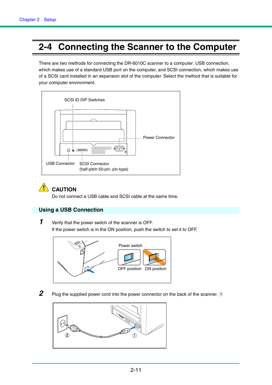 4 connecting the scanner to the computer, Using a usb connection, Connecting the scanner to the computer | Canon IMAGE FORMULA DR-6010C User Manual | Page 26 / 142