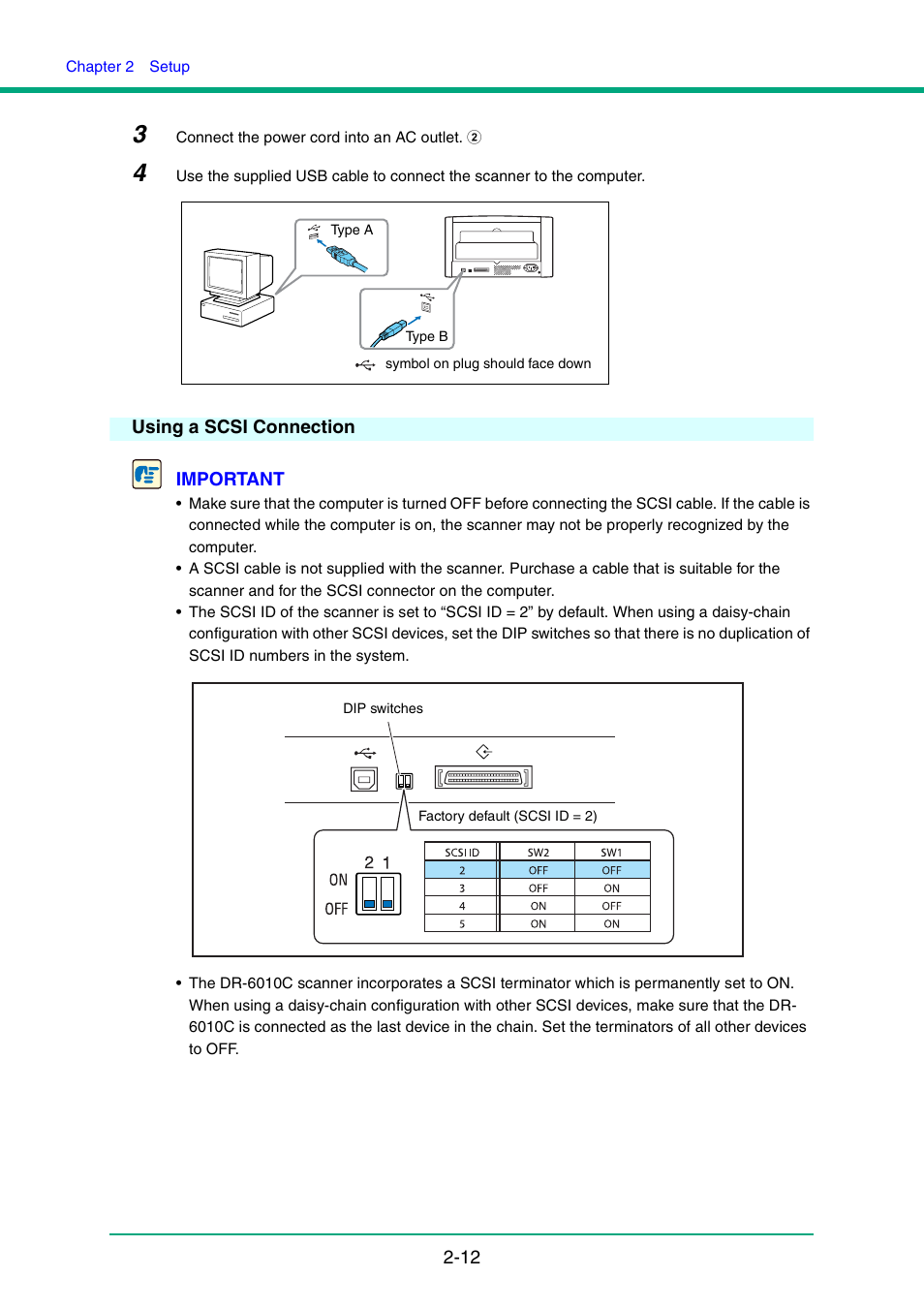 Using a scsi connection, Using a scsi connection -12 | Canon IMAGE FORMULA DR-6010C User Manual | Page 27 / 142