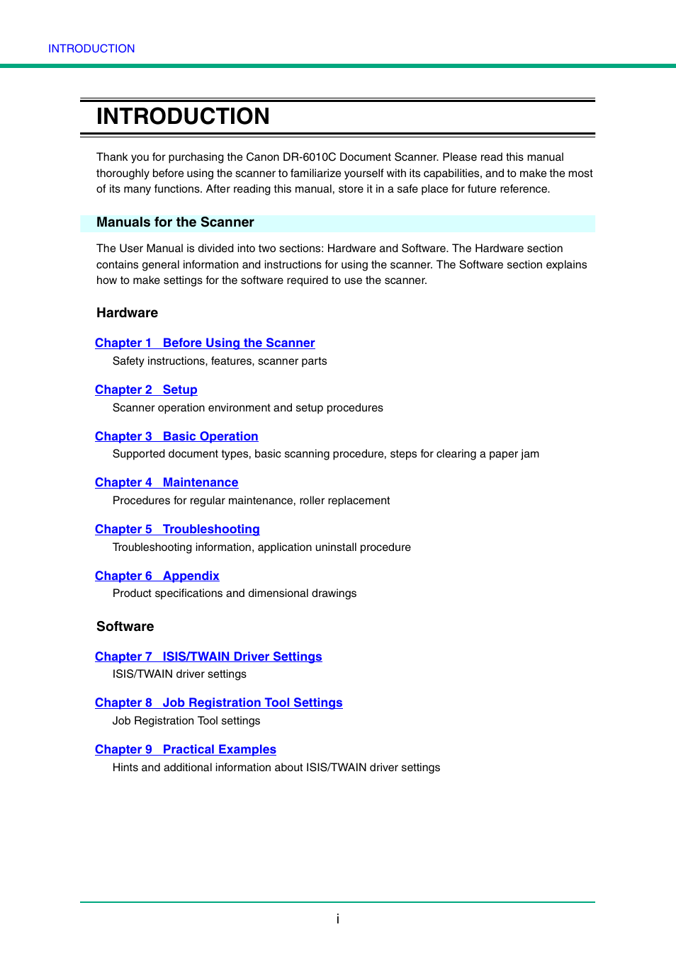 Introduction, Manuals for the scanner | Canon IMAGE FORMULA DR-6010C User Manual | Page 3 / 142