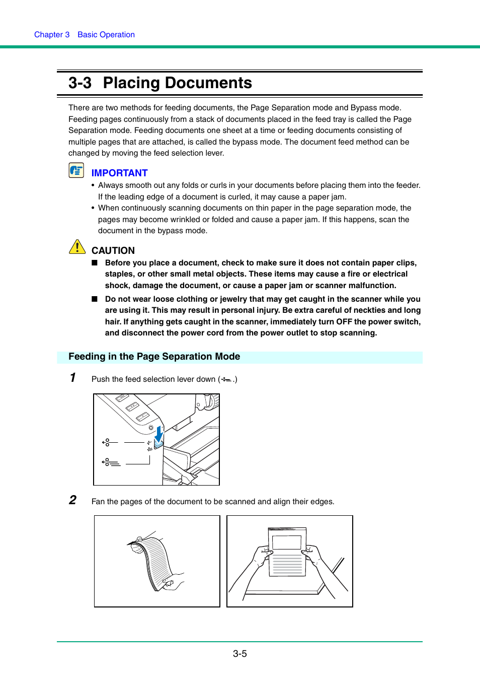 3 placing documents, See p. 3-5.), See “3-3 placing documents,” on p. 3-5.) | Canon IMAGE FORMULA DR-6010C User Manual | Page 35 / 142