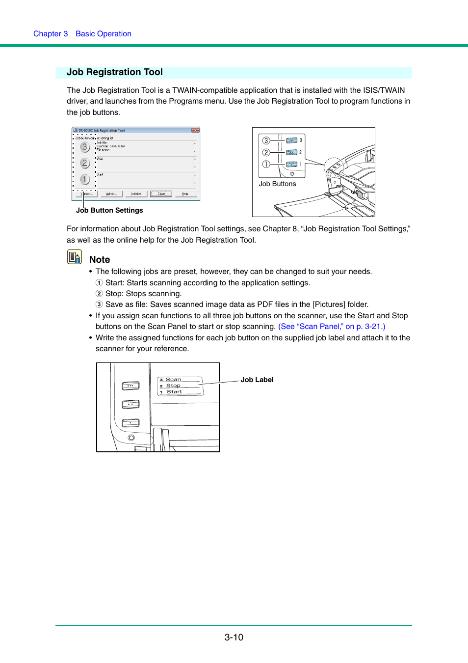 Job registration tool, Job registration tool -10, See “job registration tool,” on p. 3 | 10 job registration tool | Canon IMAGE FORMULA DR-6010C User Manual | Page 40 / 142