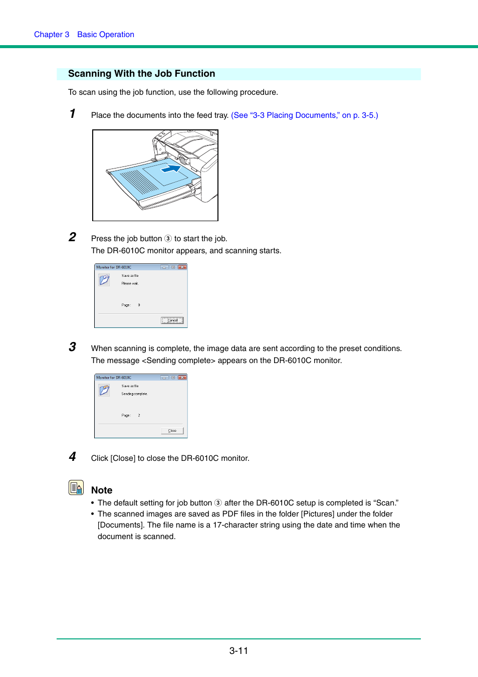 Scanning with the job function, Scanning with the job function -11 | Canon IMAGE FORMULA DR-6010C User Manual | Page 41 / 142