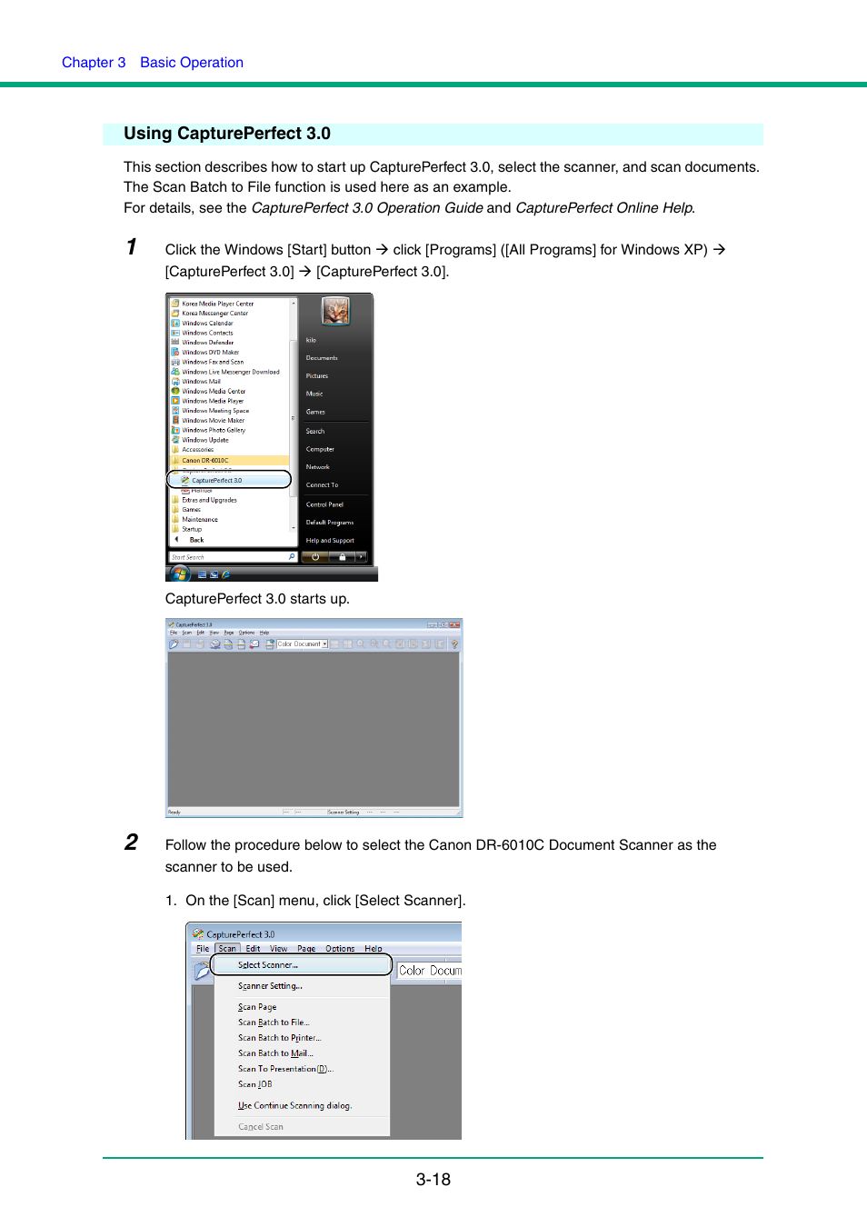 Using captureperfect 3.0, Using captureperfect 3.0 -18 | Canon IMAGE FORMULA DR-6010C User Manual | Page 48 / 142