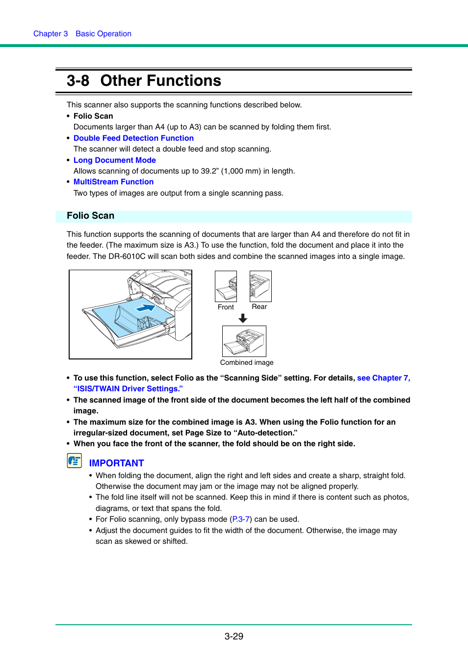 8 other functions, Folio scan, Other functions -29 folio scan -29 | Canon IMAGE FORMULA DR-6010C User Manual | Page 59 / 142