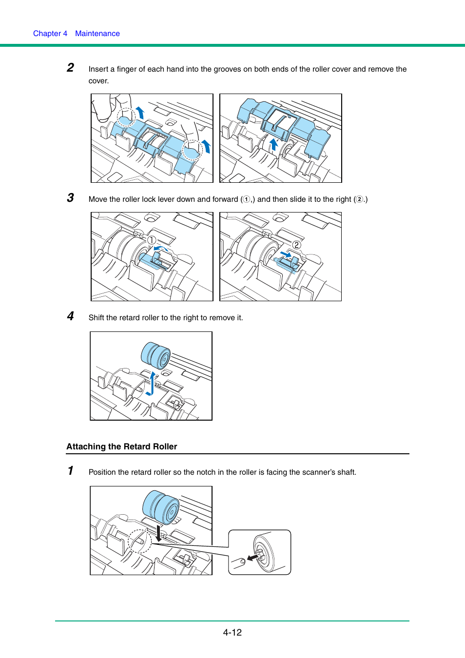 Attaching the retard roller,” on p. 4-12 | Canon IMAGE FORMULA DR-6010C User Manual | Page 76 / 142